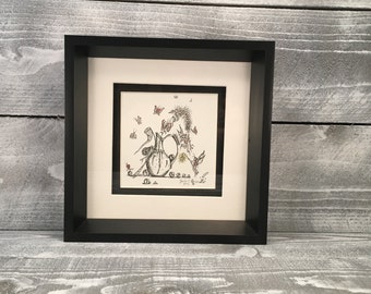 Wall Art, Original Framed Pen & Ink Drawing, Illustration Flowers in Vase, Guido E. Orsini, Drawings Fine Artwork