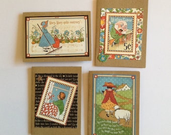 Welcome baby cards, Nursery rhyme cards, mother goose, new baby cards, kraft, kids, children's cards