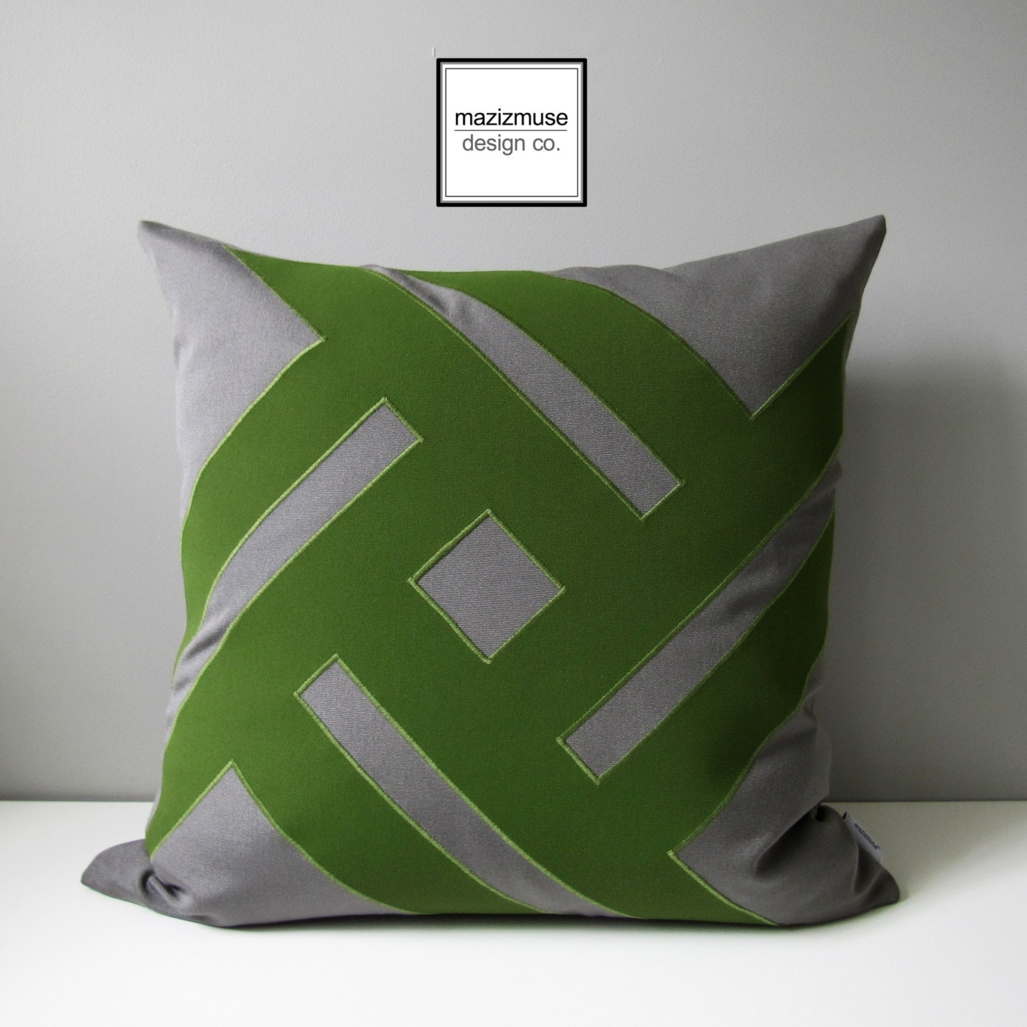 Grey & Olive Green Outdoor Pillow Cover Decorative Pillow