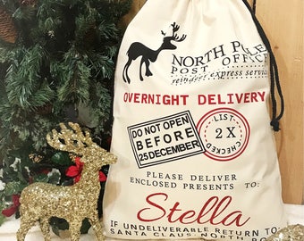 Personalized santa bag, santa bag, kid's christmas bag, christmas bag, personalized christmas sack, santa sack, christmas sack, present bag
