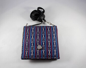 Handmade Leather Rebozo Wallet Purse-Woven Cotton-Huipil-Gift Mexican Pouch-Cartera-Trendy Accessories-Gypsy-Frida Kahlo-Textile-Ethnic Art