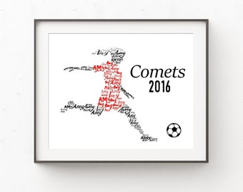 Soccer Player Gifts, Soccer Gifts, Soccer Print, Personalized Soccer, Soccer Team Gift, Team Gifts, Name Print, Wall Art, Wall Decor