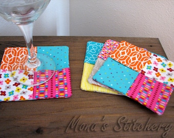 Hand Made Folded Fabric Coasters | Mug Mats | Mug Rugs | Cotton Fabric Coasters - Set of 4