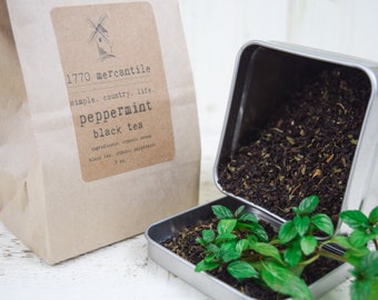 Organic Peppermint loose leaf Assam Black Tea blend 2, 3, 4, 5 oz bag you pick!