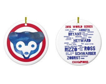 Double Sided Chicago Cubs World Series Ornament