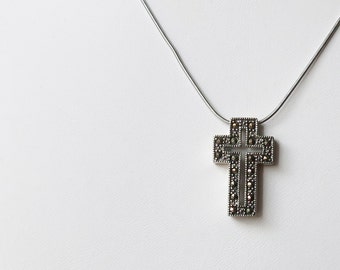 Sterling silver and marcasite cross pendant