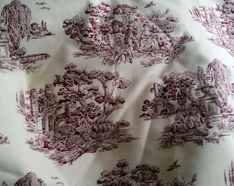 Maddison 5th Avenue Colonial Red Toile Victorian Fabric by 1/2 yard