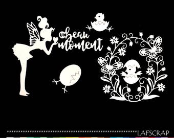 Cuts scrapbooking Easter egg chick fairy Flower Butterfly embellishment die cut paper cut out heart