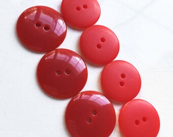 eco friendly shiny and matte non decorative Christmas red buttons--mixed lot of 7