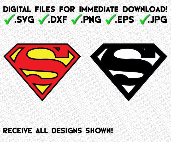 SUPERMAN logo in 5 file formats svg dxf png eps jpg