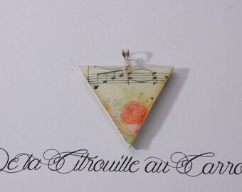 Sheet music and flowers pendant