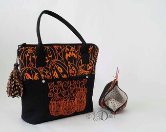 Handbag, Pumpkin Purse, Messenger Bag, Pumpkin bag, Halloween handbag, Pumpkin tote, Halloween bag