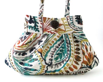paisley purse- retro purse- small tote bag- womens handbag -shoulder bag -paisley bag- fabric bag- retro bag- shoulder tote