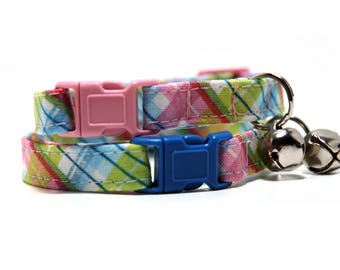 Easter Basket kitty collar with a pink or blue breakaway buckle