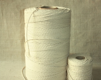 SALE 2,5 mm Cotton Rope= 1 Spool= 1094 Yard= 1000 Meter of Natural and Elegant Cotton Twisted CORD - Natural Soft White - Macrame Cord