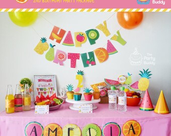 Tutti Frutti Party Printable | Mix Match A la Carte | Girls Birthday Summer Twotti Frutti Fruit Party | Digital PDF | DIY Banner Favor etc