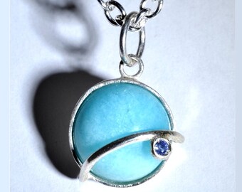 Silver pendant with Amazonite - "Parentesi" collection