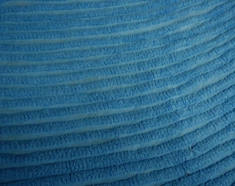 Periwinkle BLUE with Wavy Line Design Vintage Chenille Bedspread Fabric - 22" X 37+" - #1