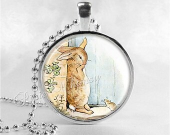 RABBIT Necklace, Rabbit Pendant, Rabbit Jewelry, Rabbit Charm, Glass Photo Art Jewelry