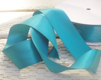 Teal satin ribbon, 5 yards, double-faced, premium, 1.5" width