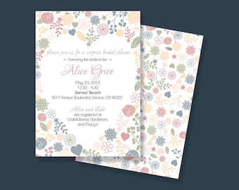 Pastel Heart Bridal Shower Invitation