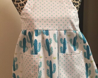 Kids cactus and polka dot apron