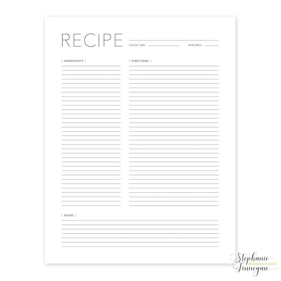 printable recipe pages