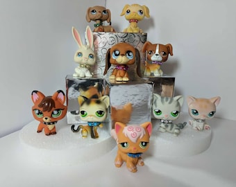 Littlest Pet Shop Custom Spiked & Jeweled Collars Mixed Set of 6 - lps Accessories