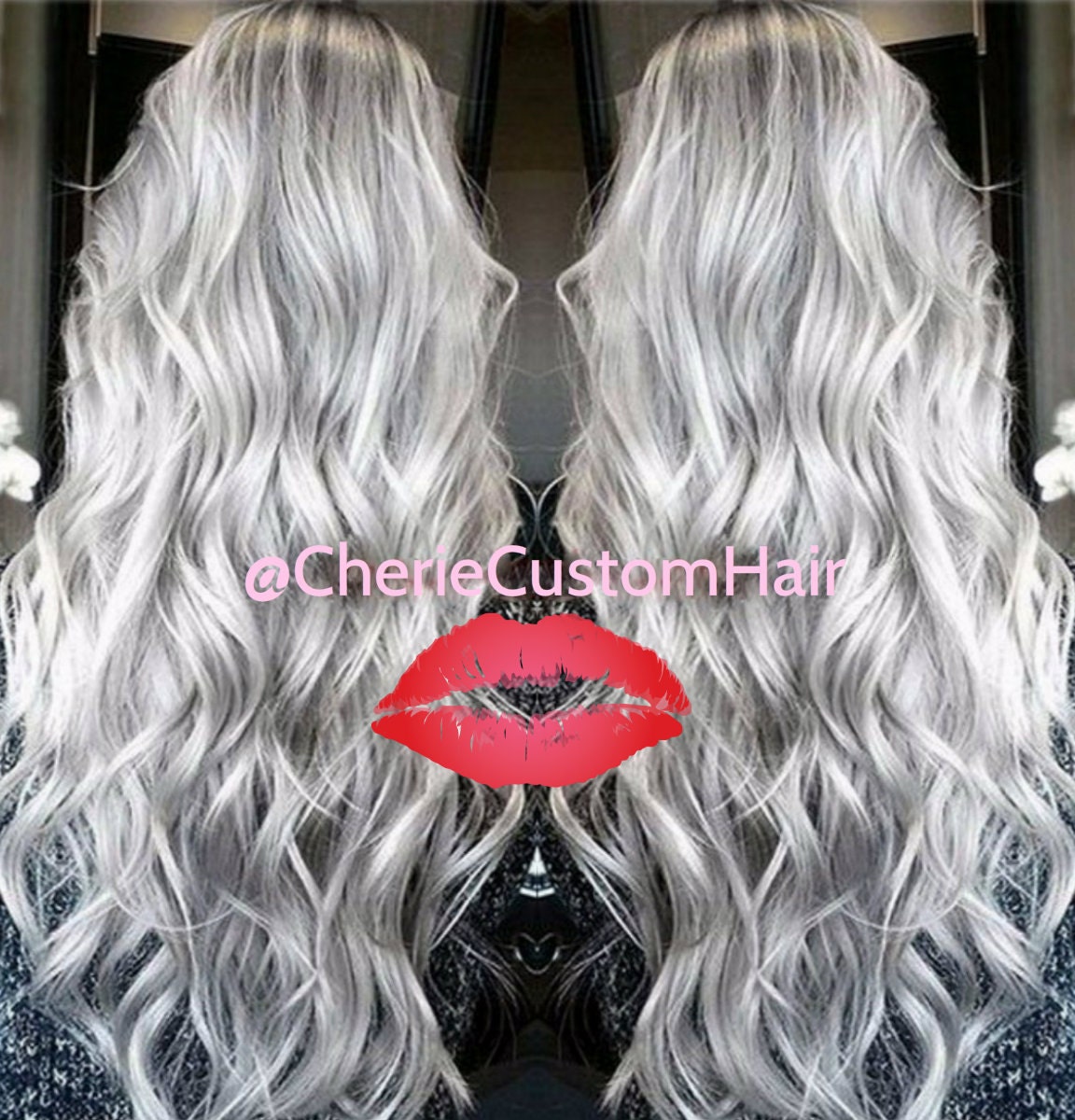 1B Off Black Silver Grey Hair Extensions Dip Dye 8A Remy Ombre