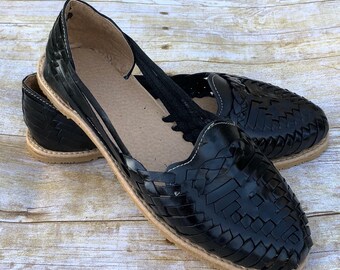 black huaraches, black leather sandals, leather slip ons, loafers, sandals, black sandals, bohemian sandals, leather flats