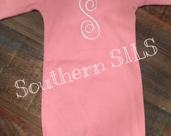 Custom Ruffled Baby Gown (Pink - Hidden Zipper)