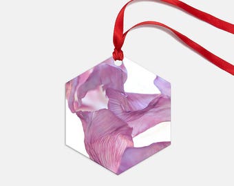 Holiday Ornament, Pink Christmas Decor, Flower Ornament, Christmas Tree Decor, Floral Ornament, Hostess Gift, Holiday Decor, Metal Ornament