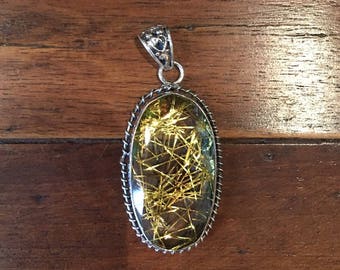 Vintage Style Sterling Silver and Rutilated Quartz Pendant