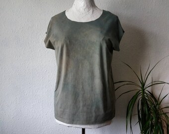Hippie tshirt alternative boho eco natural dyes blue grey tunic earthy psy festival rustic ethical vegan friendly environmental dark mori