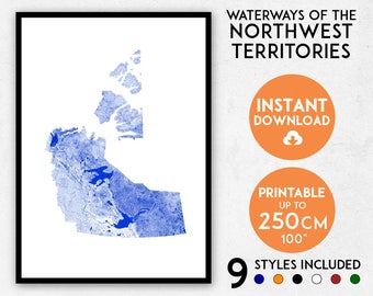 Northwest Territories map print, Printable Canada map art, NWT map, Northwest Territories print, Canada map, Canada poster, Canada wall art