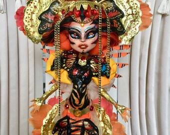 Ooak monster high custom repaint toralei mermaid scarrier reef geisha