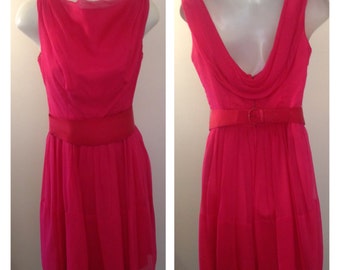Beautiful Vintage Hot Pink Crepe Dress