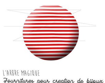 Cabochon 25 mm striped red and white ref 1456 fancy