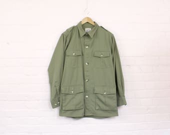 1980s Army Green Cargo Jacket · Tilley 80s Army Jack · Khaki Cargo Jacket · Cotton Field Jacket · 80s Olive Jacket · Vintage Army Jacket XL