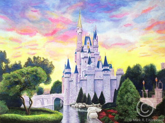 Disney World Painting Print Magic Kingdom Disney Art Poster