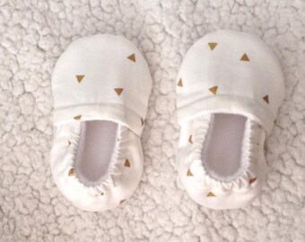 Baby Booties mini triangle designs ( triangle prints vary) , crib shoes, baby shower gift..