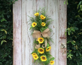 Sunflower Swag, Front Door Swag, Summer Swag, Summer Wreath, Summer Door Wreath, Summer Door Hanger, front door wreaths summer