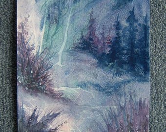 purple fantasy winter painting (ref E151)