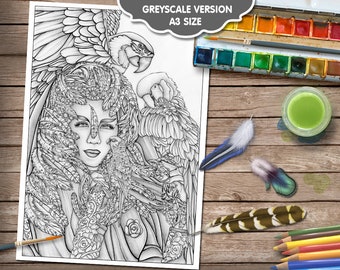 Avian Queen Adult Colouring Page