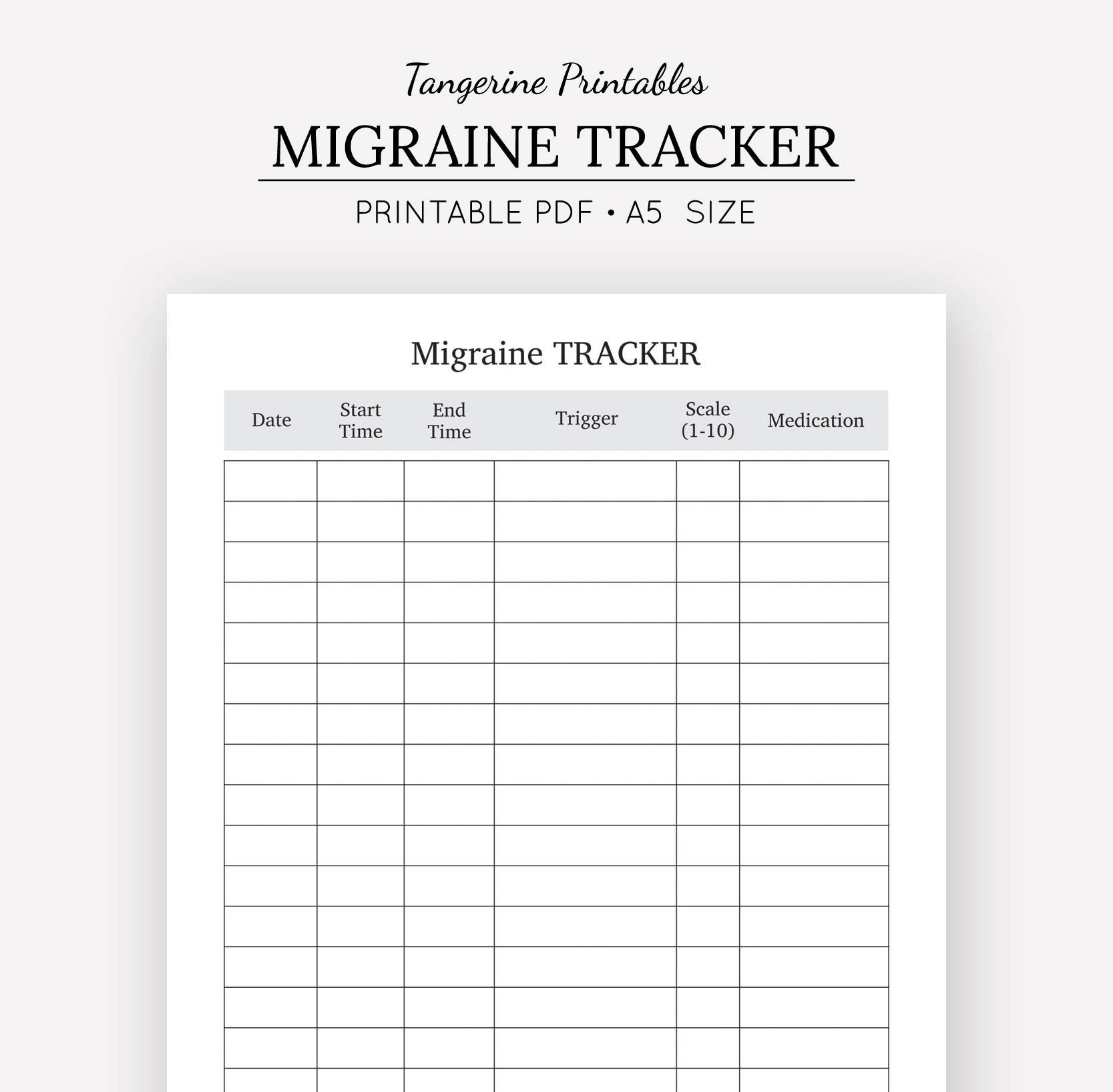 Printable Migraine Tracker Printable Templates