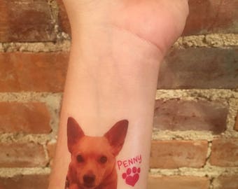 custom personalized pet PHOTO temporary tattoos // dog tattoos // cat tattoos