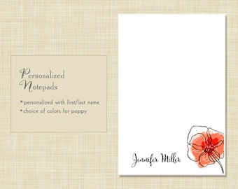 Personalized Notepad - Poppy Flower