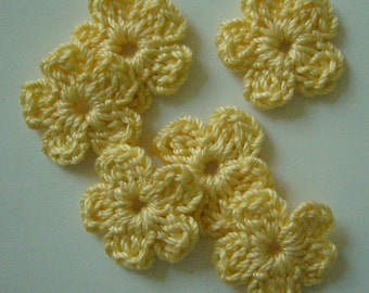 Crocheted Flowers - Yellow Forget-Me-Nots - Cotton Flowers - Crocheted Flower Appliques - Crocheted Flower Embellishments - Set of 6