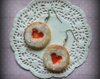 earrings fimo, polymer clay miniature food biscuits cake