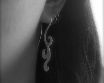 Dramatic sterling silver earrings, hand-cut statement earrings.